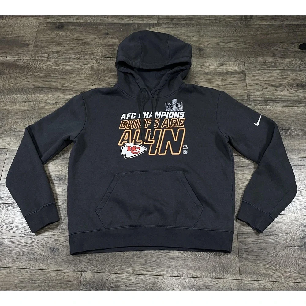 Kansas City Chiefs Hoodie Mens‎ Medium Black NFL Football Nike AFC Champions